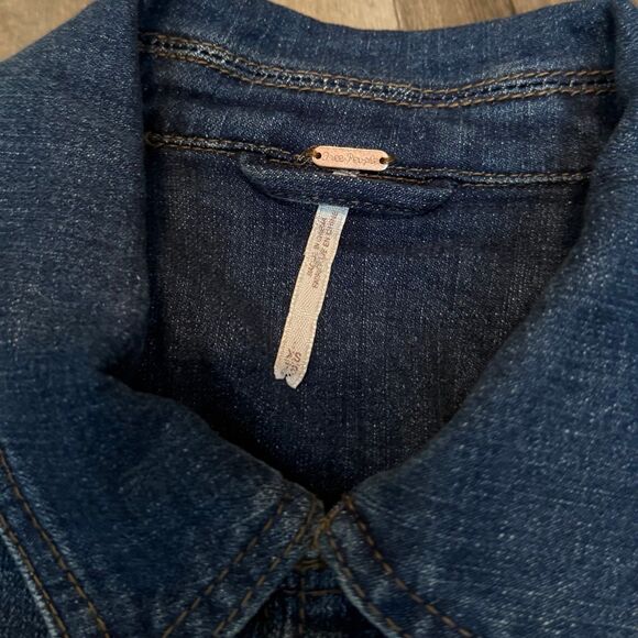 Free People Denim Military Band Jacket Double Breasted Blue Jean OB466872 - Picture 4 of 8